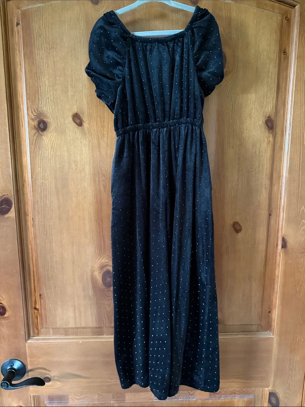 Tahari Black Velour Maxi jumper with Subtle Sparkle